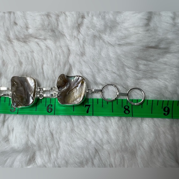 Beautiful 925 Fluorite Biwa Pearl & Amethyst Necklace & Bracelet Gemstone Set - Picture 7 of 13